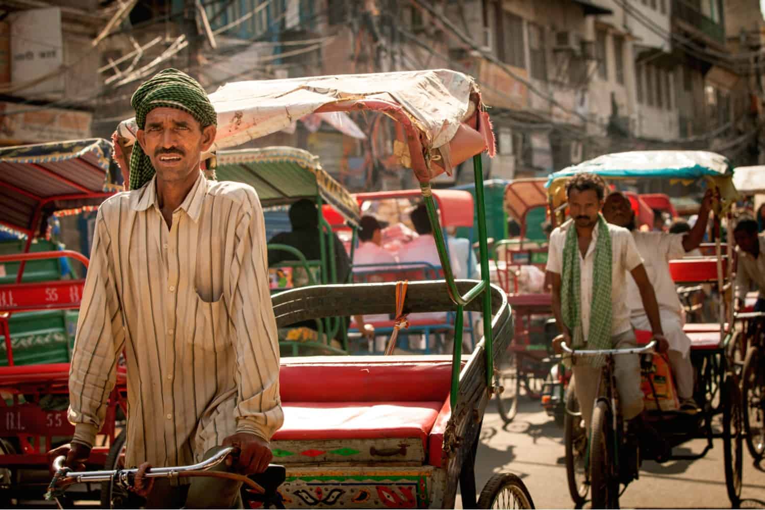 rickshaw cyclist in Delhi